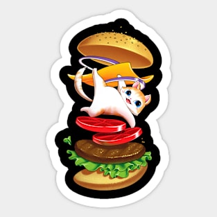 Hamburger Cat Sticker